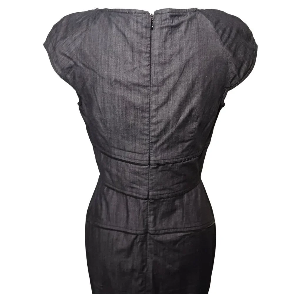 Calvin Klein Charcoal Grey Cotton Sheath Dress in Charcoal Grey Size‎ 6